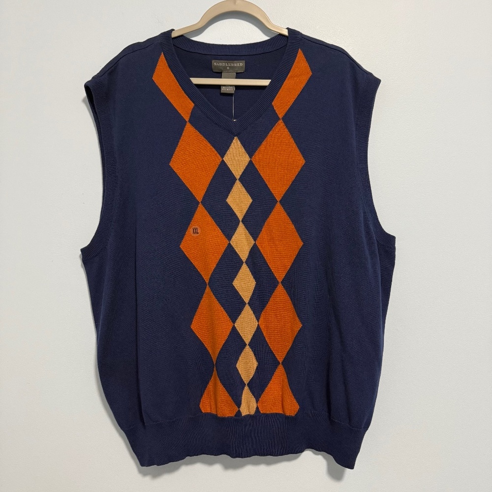 Saddlebred Men’s Plus Size XXL 100% Cotton Sleeveless V-neck Vest